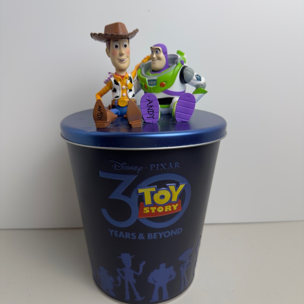 Disney Pixar Toy Story 30th Anniversary Popcorn Tin Woody Buzz Lid Bucket 2025